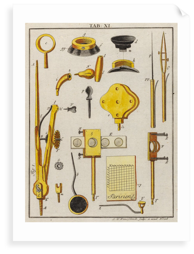 Compass microscope pieces by Adam Wolfgang Winterschmidt