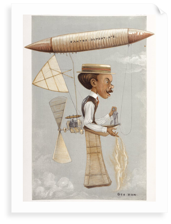 Caricature of Alberto Santos-Dumont by Geo Hum'