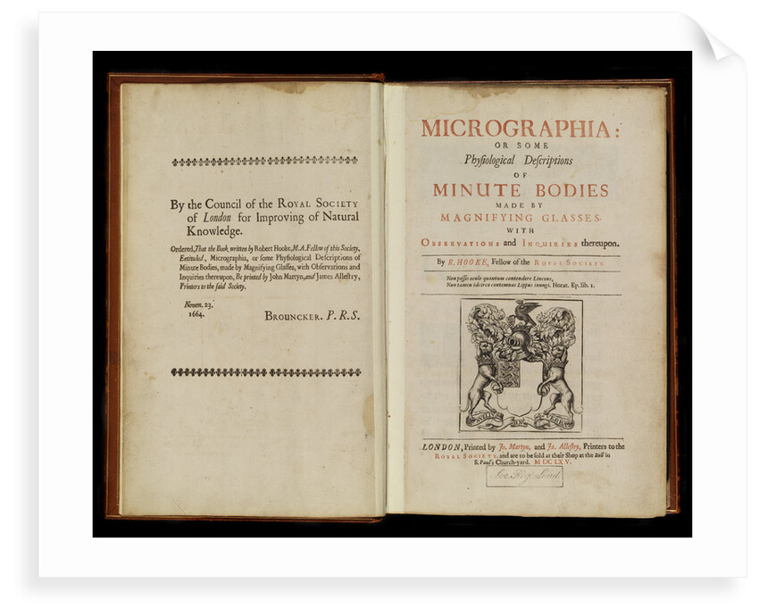Title page of Robert Hooke's 'Micrographia' by Robert Hooke