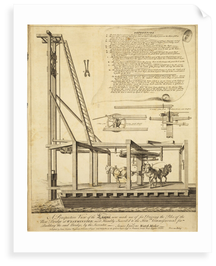 Horse-gin operated pile driver by William Henry Toms