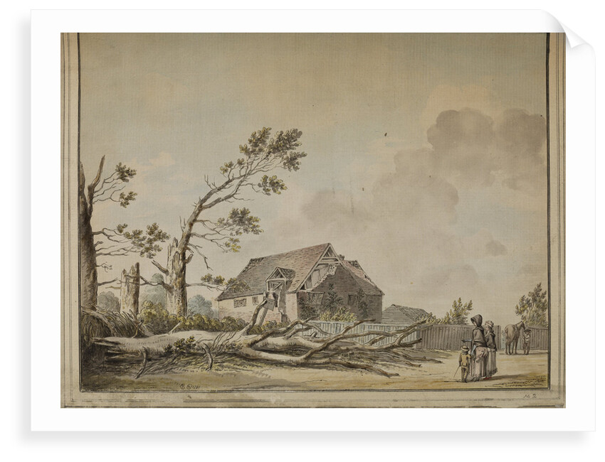 Felled tree and damaged house near Roehampton by Edward Edwards