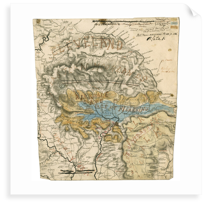 Map of Cleveland, Yorkshire and Kirkdale Cave by William Buckland