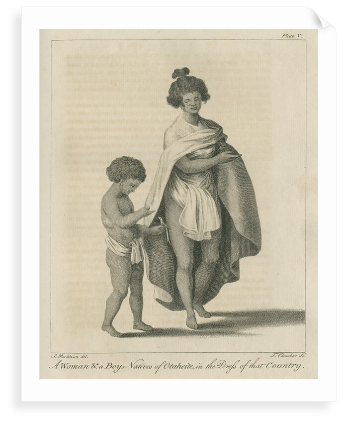 'A Woman & a Boy, Natives of Otaheite, in the Dress of that Country' by Thomas Chambers