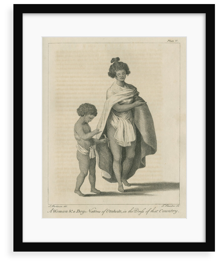 'A Woman & a Boy, Natives of Otaheite, in the Dress of that Country' by Thomas Chambers