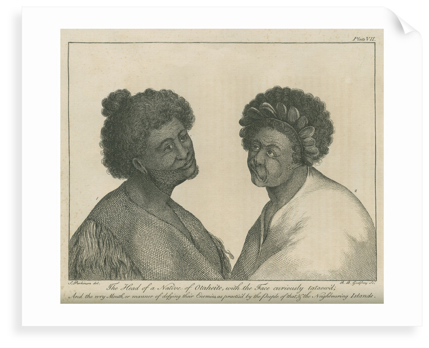 'The Head of a Native of Otaheite, with the Face curiously tataow'd' by Richard Bernard Godfrey