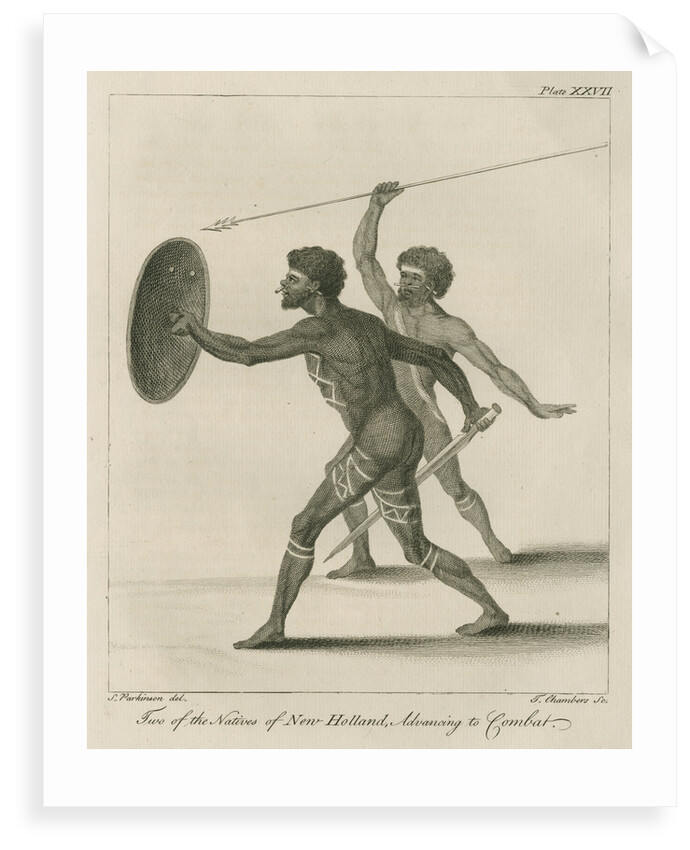 'Two of the Natives of New Holland, Advancing to Combat' by Thomas Chambers