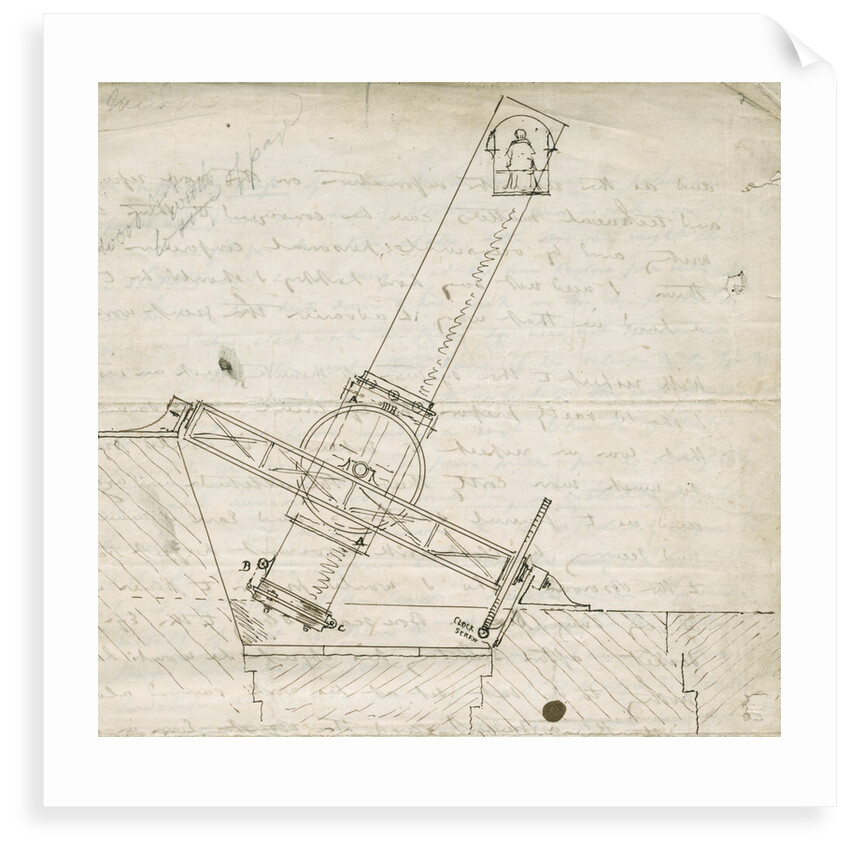 Design sketch for the Great Melbourne Telescope by James Nasmyth