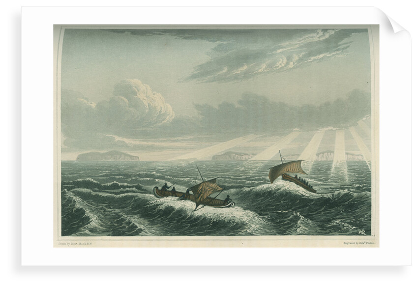 'Canoe broaching to in a gale of wind at sunrise, Aug. 23rd 1821' by Edward Francis Finden