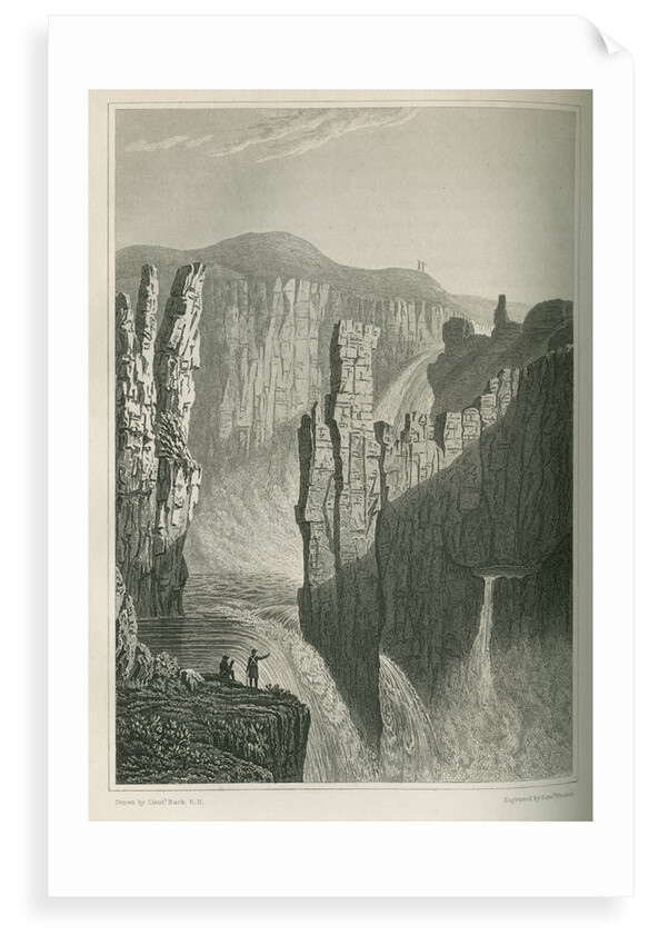 'The Falls of Wilberforce, estimated at 250 feet high' by Edward Francis Finden