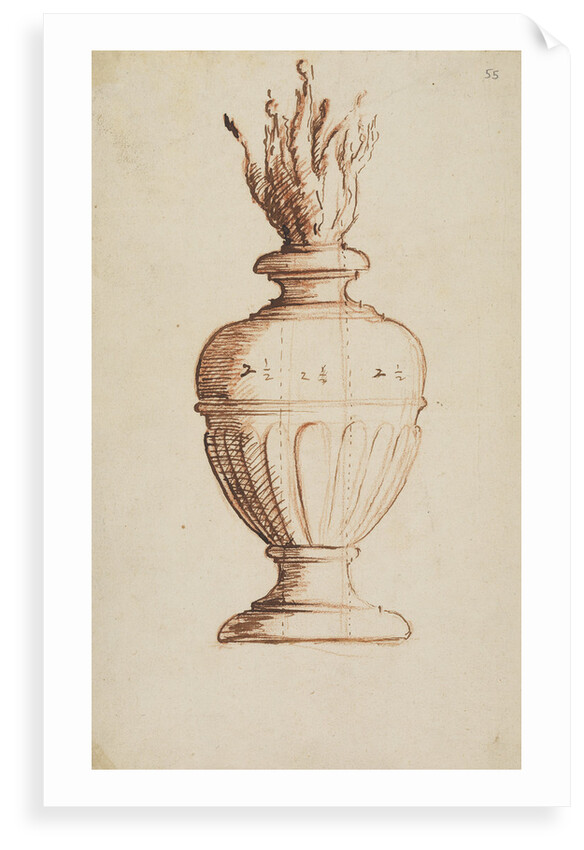 Architectural vase with flames by Anonymous