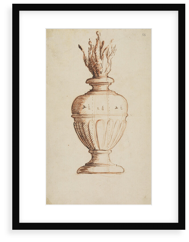 Architectural vase with flames by Anonymous