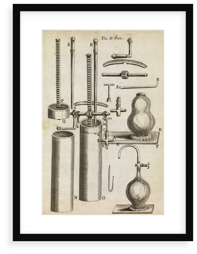 Component parts of Boyle's second air pump by Anonymous
