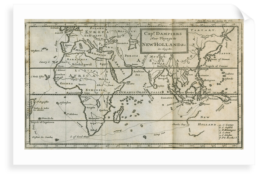 Map of William Dampier's voyage to Australia, 1699 by Anonymous