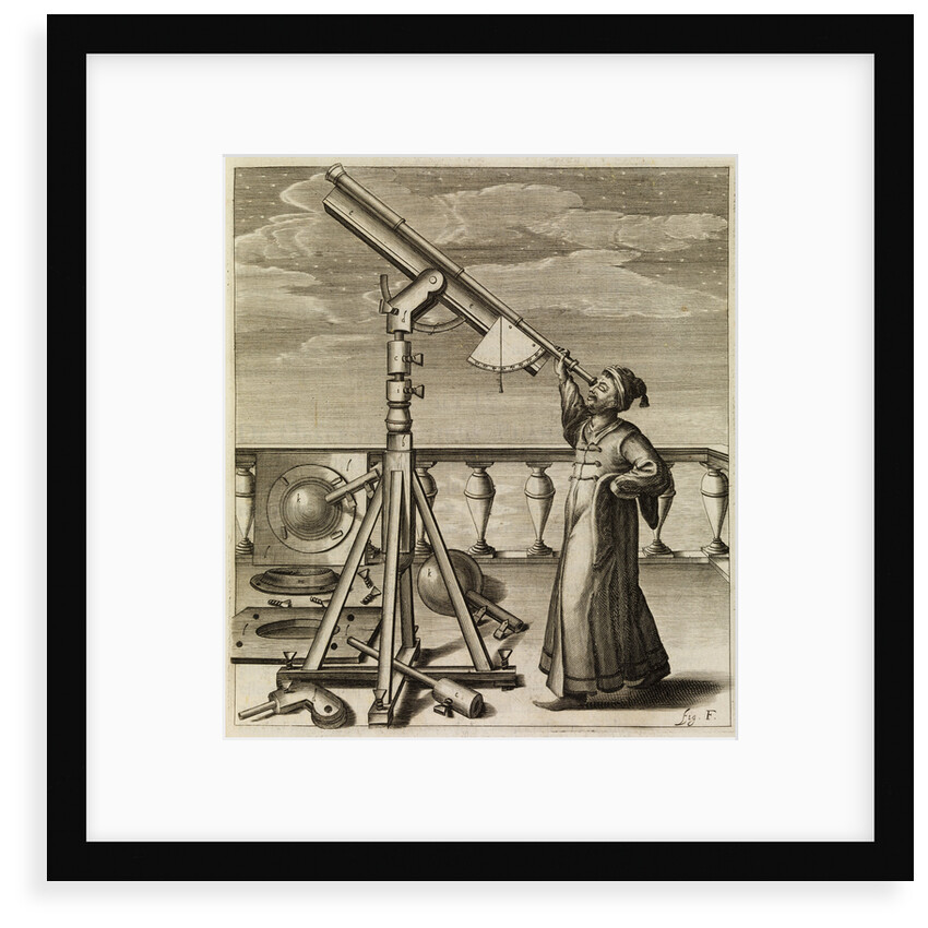 Johannes Hevelius observing through telescope by Johannes Hevelius