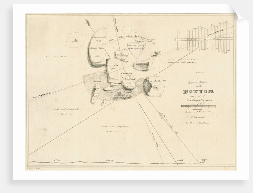 Chart of the sea floor during salvage operations on the wreck of H.M.S.Thetis by John Frederick Fitzgerald De Roos