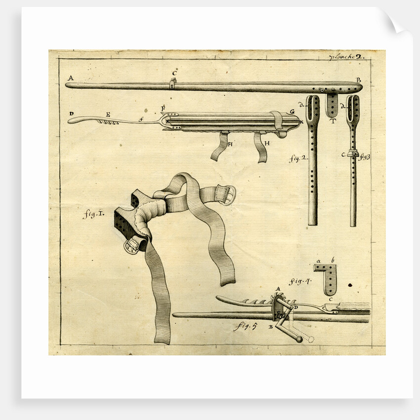 Components of the 'Ambe of Hippocrates': contraption for repairing dislocated shoulders by Claude-Nicholas Le Cat