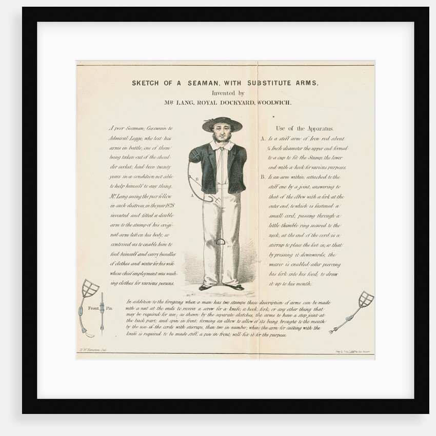 'Sketch of a seaman with substitute arms' by Anonymous
