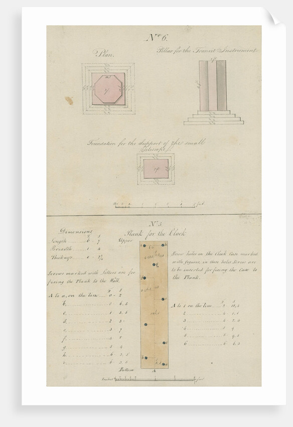 Fixtures for pendulum clock and transit instrument, Sumatra by unknown