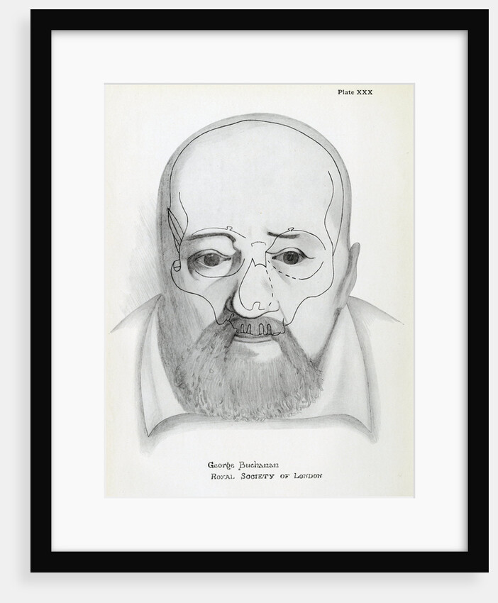 Portrait of George Buchanan with superimposed skull by Unknown