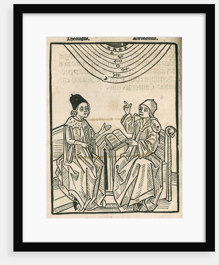 Depiction of a dialogue between a theologian and an astronomer by Anonymous