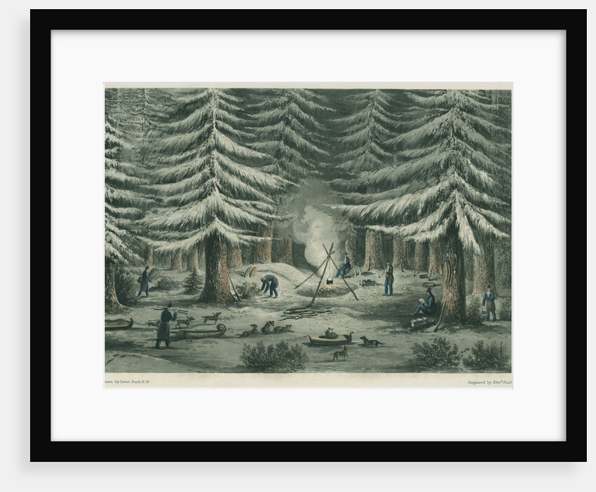 'Manner of making a resting place on a winter night' by Edward Francis Finden