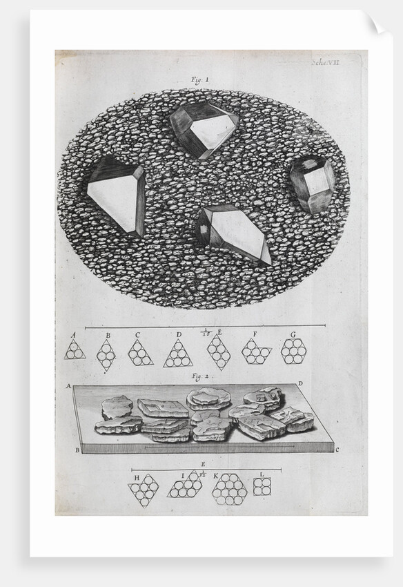 Microscopic views of crystals by Robert Hooke