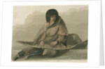 'Green Stockings mending a snow shoe' by Edward Francis Finden