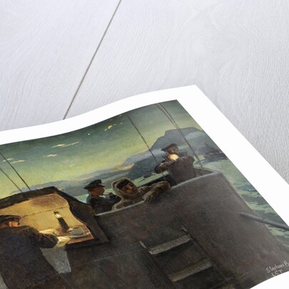 Tank Landing Craft, on the Bridge at Dawn by Stephen Bone