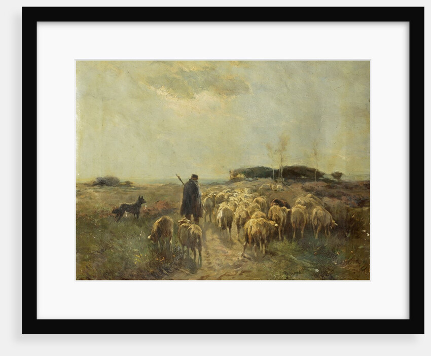 Sheep and Shepherd Retreating by Anonymous