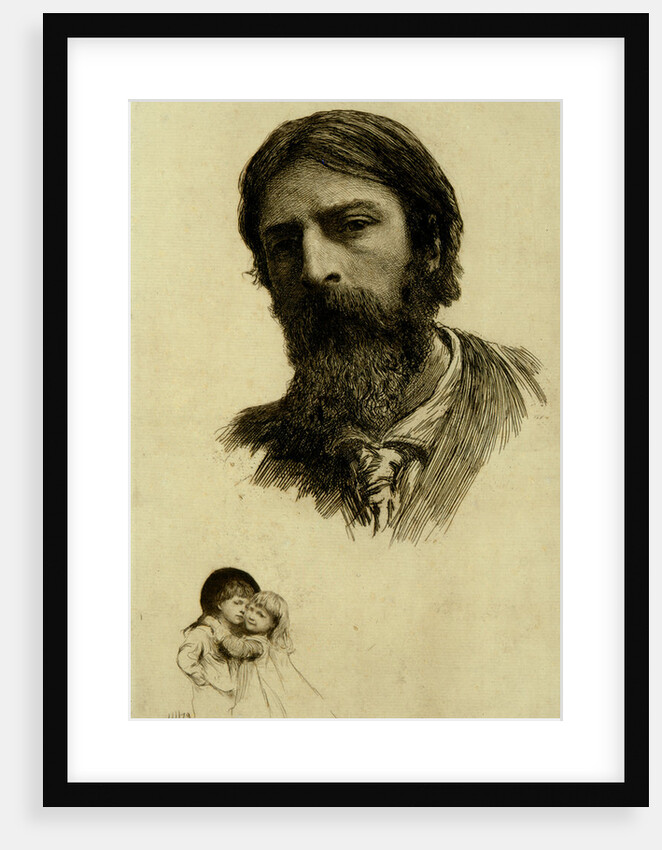 Self Portrait with his Two Children (Elsa and Siegfried) by Sir Hubert von Herkomer