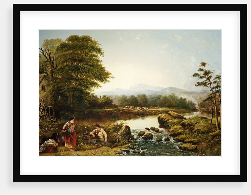 Landscape with Figures by Waterfall by William Widgery