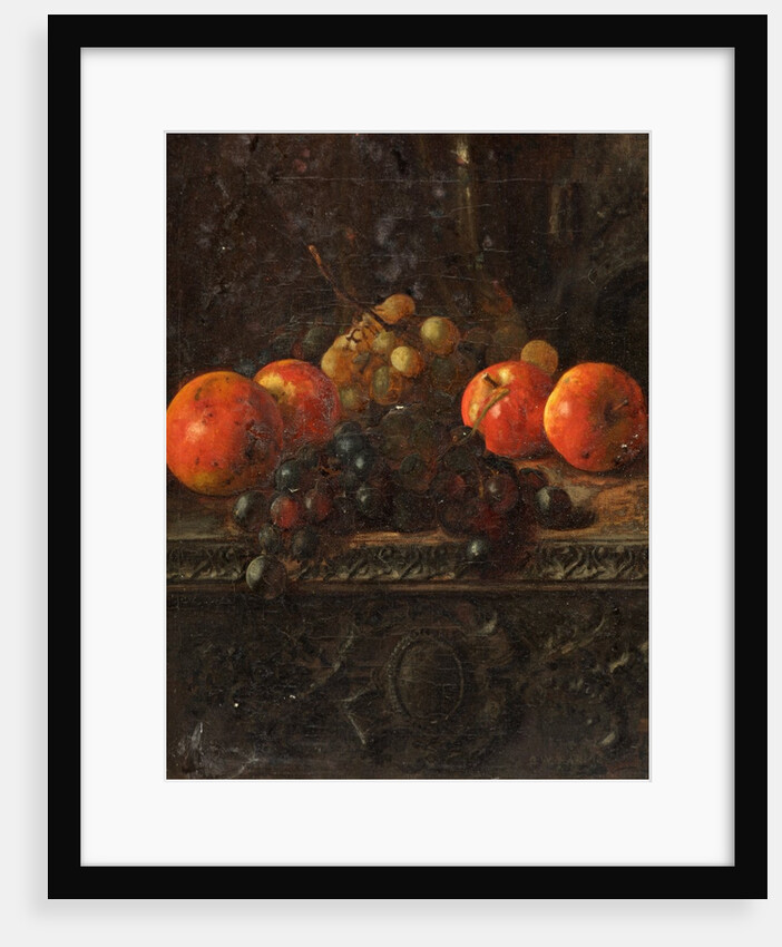 Still Life with Apples and Grapes on a Ledge by George Walter Harris