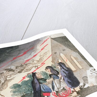Three witches in a graveyard by Anonymous