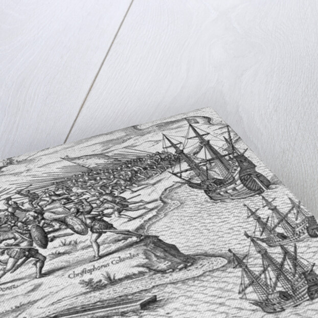 Battle in Jamaica between Christopher Columbus and Francisco Poraz by Theodore de Bry