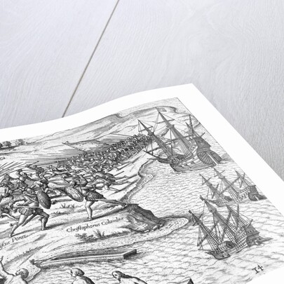 Battle in Jamaica between Christopher Columbus and Francisco Poraz by Theodore de Bry