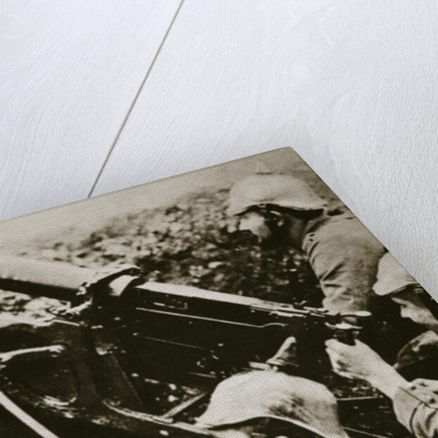 German soldiers manning a machine gun by Anonymous