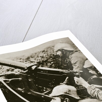 German soldiers manning a machine gun by Anonymous