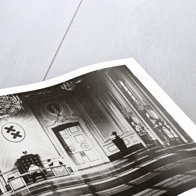 Charlie Chaplin portraying Adenoid Hynkel in the film 'The Great Dictator' by Anonymous