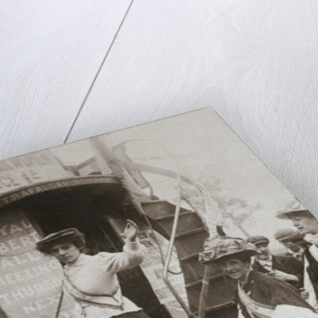 Barbara Ayrton, British suffragette, campaigning on the Votes for Women bus by Anonymous