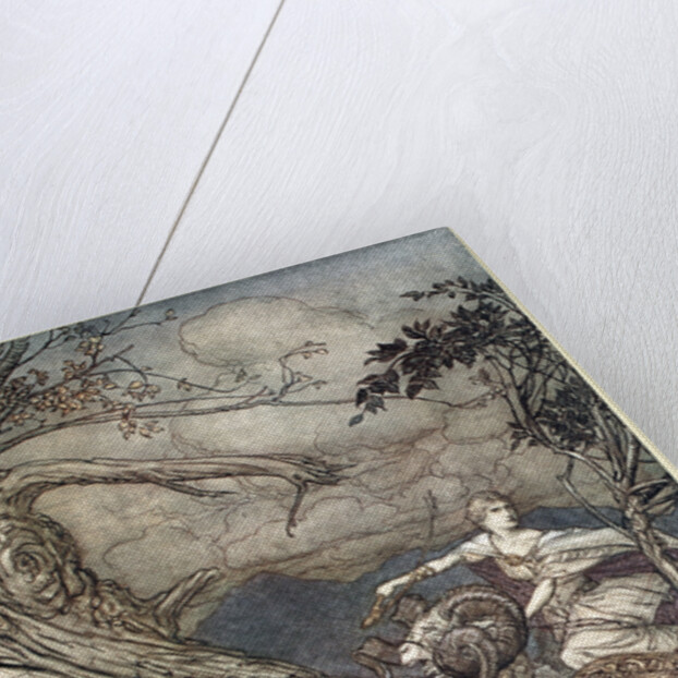 Fricka approaches in anger by Arthur Rackham