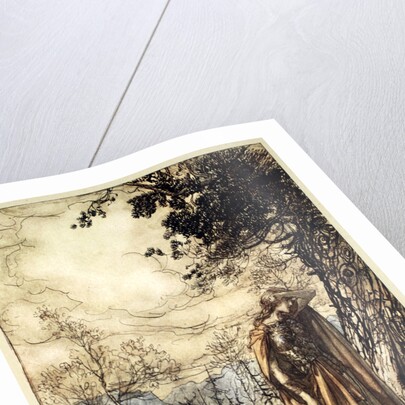 Brunnhilde stands for a long time, dazed and alarmed by Arthur Rackham