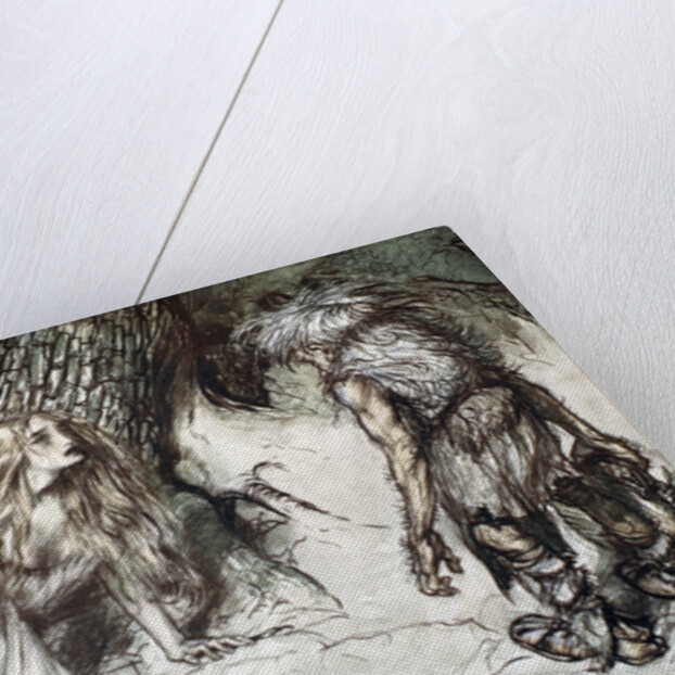 Mime finds the mother of Siegfried in the forest by Arthur Rackham
