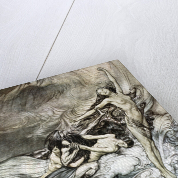 The Rhine Maidens obtain possession of the ring and bear it off in triumph by Arthur Rackham