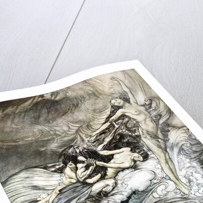 The Rhine Maidens obtain possession of the ring and bear it off in triumph by Arthur Rackham
