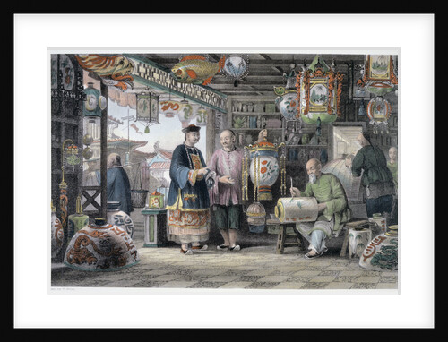 Showroom of a Lantern Merchant in Peking by Thomas Allom