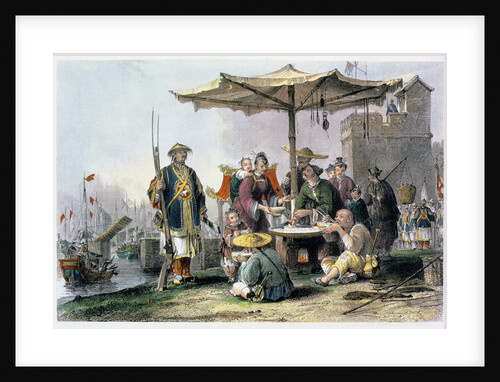 Rice Sellers at the Military Station of Tong-Chang-Too by Thomas Allom