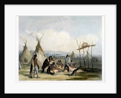 Funeral Scaffold of a Sioux Chief near Fort Pierre by J Hurlimann