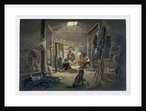 The Interior of the Hut of a Mandan Chief by Narcisse Desmadryl