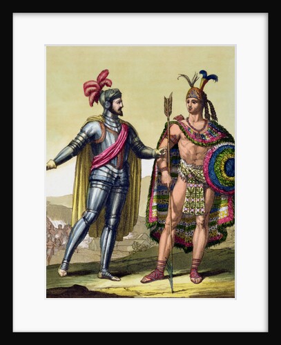 The encounter between Hernando Cortes and Montezuma II by Gallo Gallina