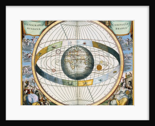 Map showing Tycho Brahe's system of planetary orbits around the Earth by Andreas Cellarius